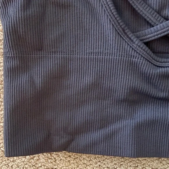 Athleta Charcoal Ribbed Crop Top XXS - Picture 4 of 4